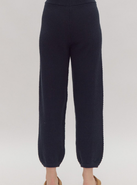 Navy Textured Pant - Tres Chic Boutique