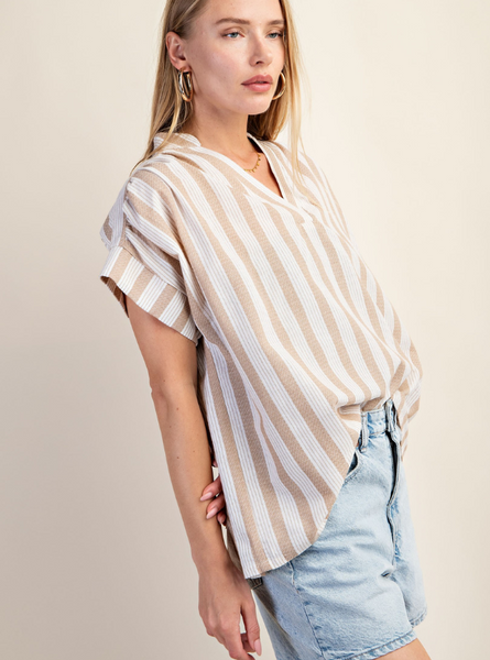 Oversized V-Neck Top - Tres Chic Boutique