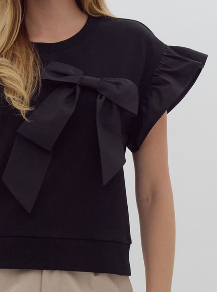 Ribbon Detail Black Top