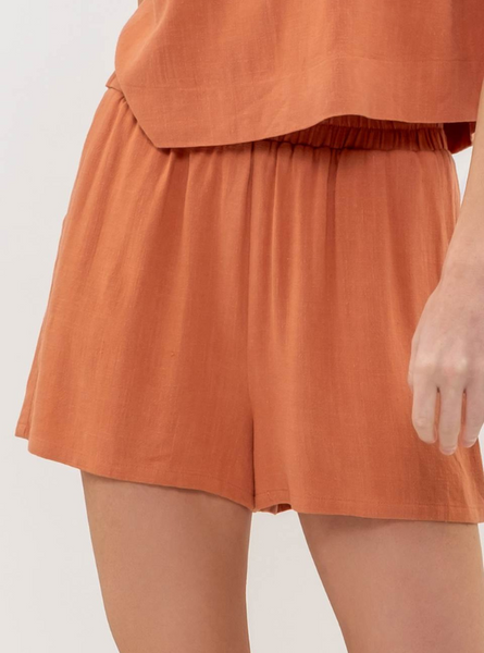 Terracotta Linen Shorts