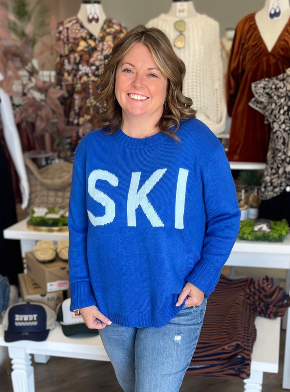 Blue Ski Knit Sweater - Tres Chic Boutique