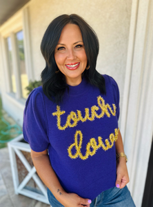 Purple Touch Down Patch Short Sleeve Sweater
