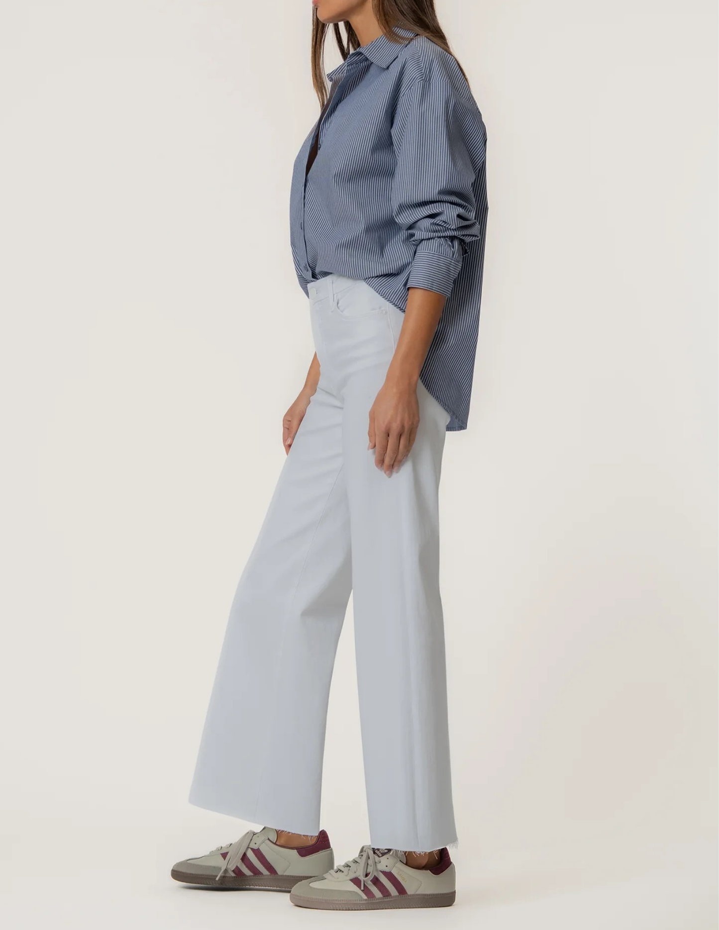 Meg High Rise Wide Leg Raw Hem- Optic White