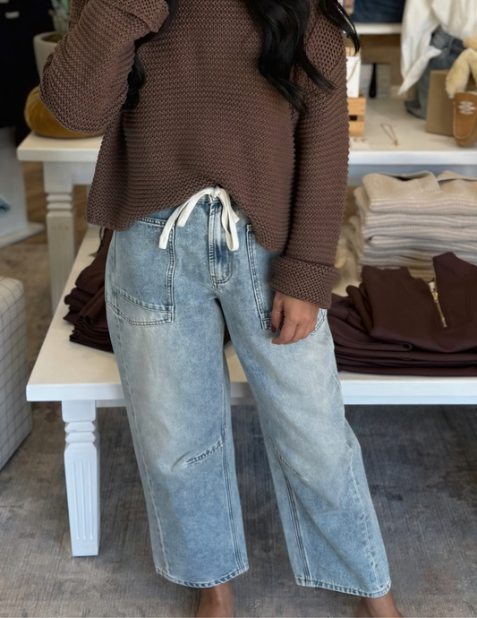 Washed Denim With Tie