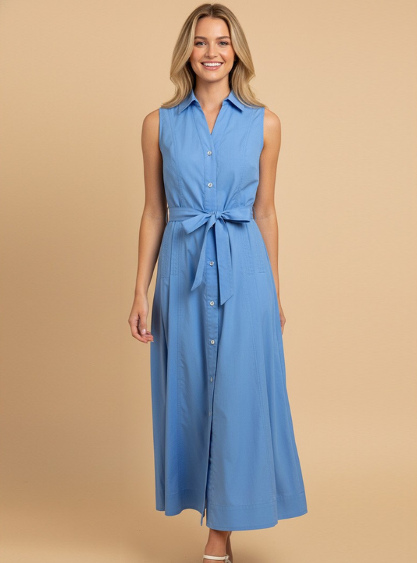 A-Line Shirt Dress- Urban Blue