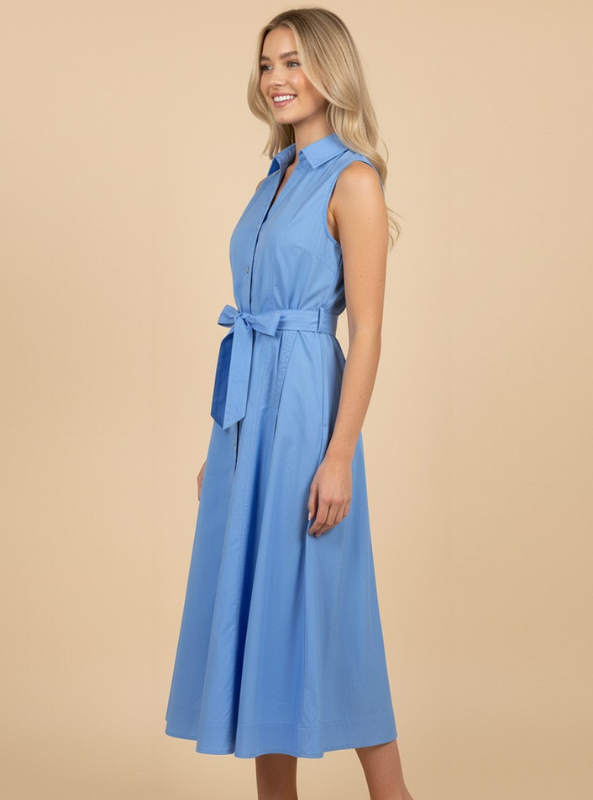 A-Line Shirt Dress- Urban Blue