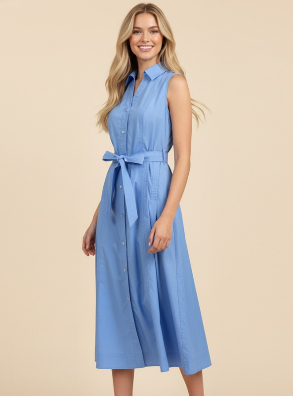A-Line Shirt Dress- Urban Blue