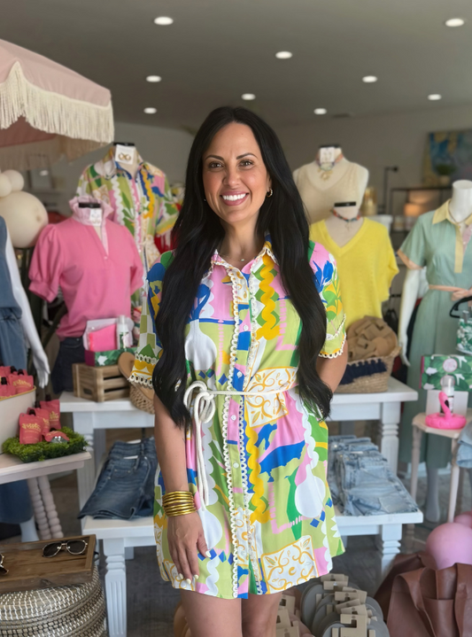 Abstract Mini Shirt Dress