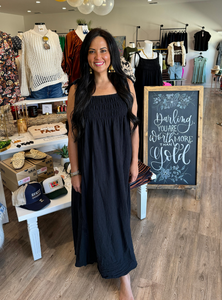 Black Gauze Maxi Dress - Tres Chic Boutique