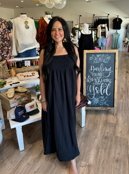 Black Gauze Maxi Dress - Tres Chic Boutique