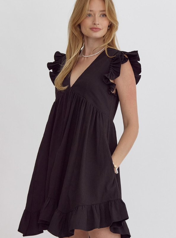 Black Textured Dress - Tres Chic Boutique