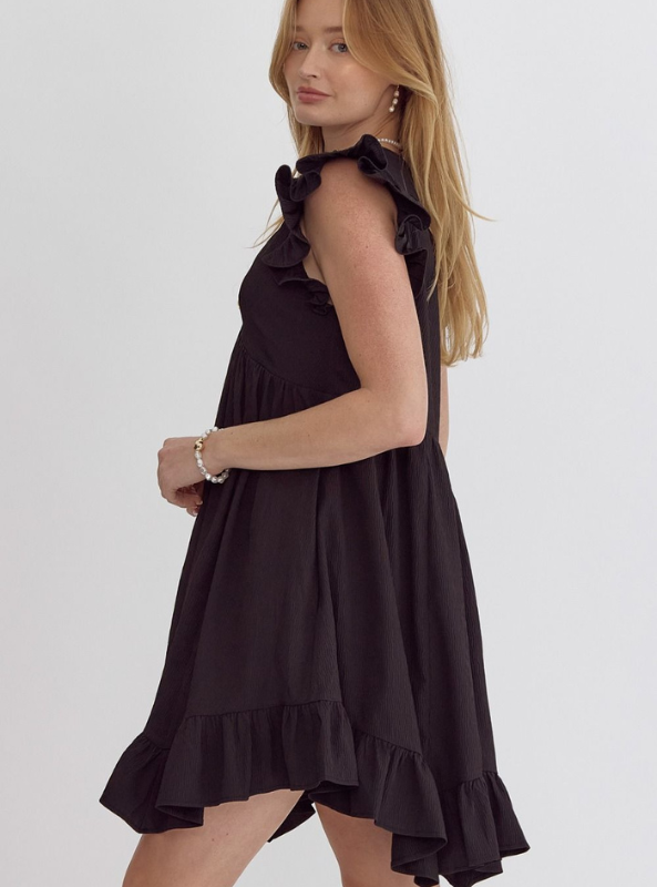 Black Textured Dress - Tres Chic Boutique