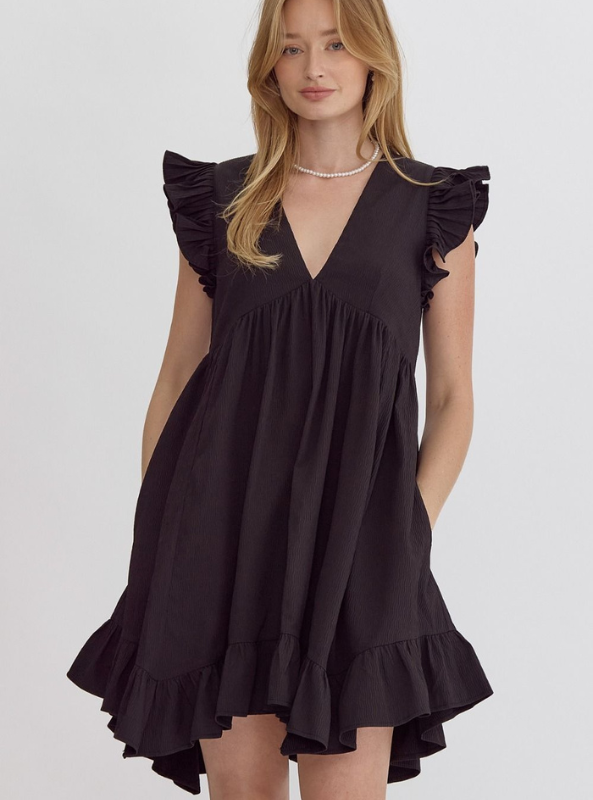 Black Textured Dress - Tres Chic Boutique