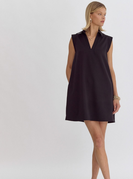 Black V-Neck Mini Dress - Tres Chic Boutique