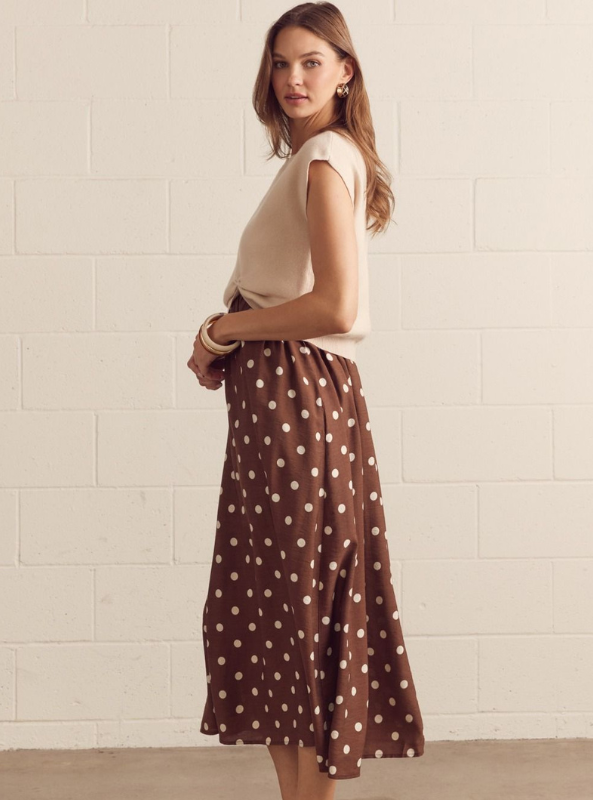 Cap Sleeve Layered Polka Dot Midi Dress Set- Ecru
