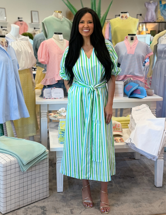 Coco Palm Beach Dress- Green & Blue