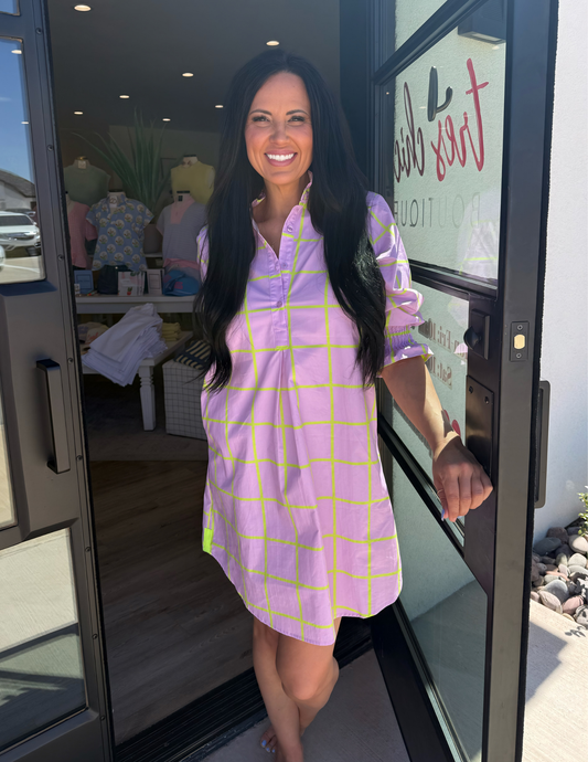 Kimberly Park Dress- Lavender & Green