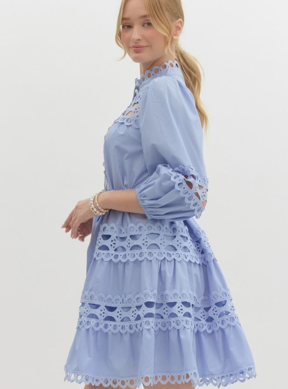 Chambray Lace Trim Dress