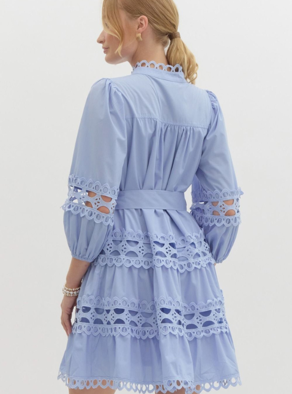 Chambray Lace Trim Dress