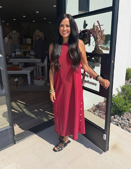 Cherry Pullover Midi Dress - Tres Chic Boutique