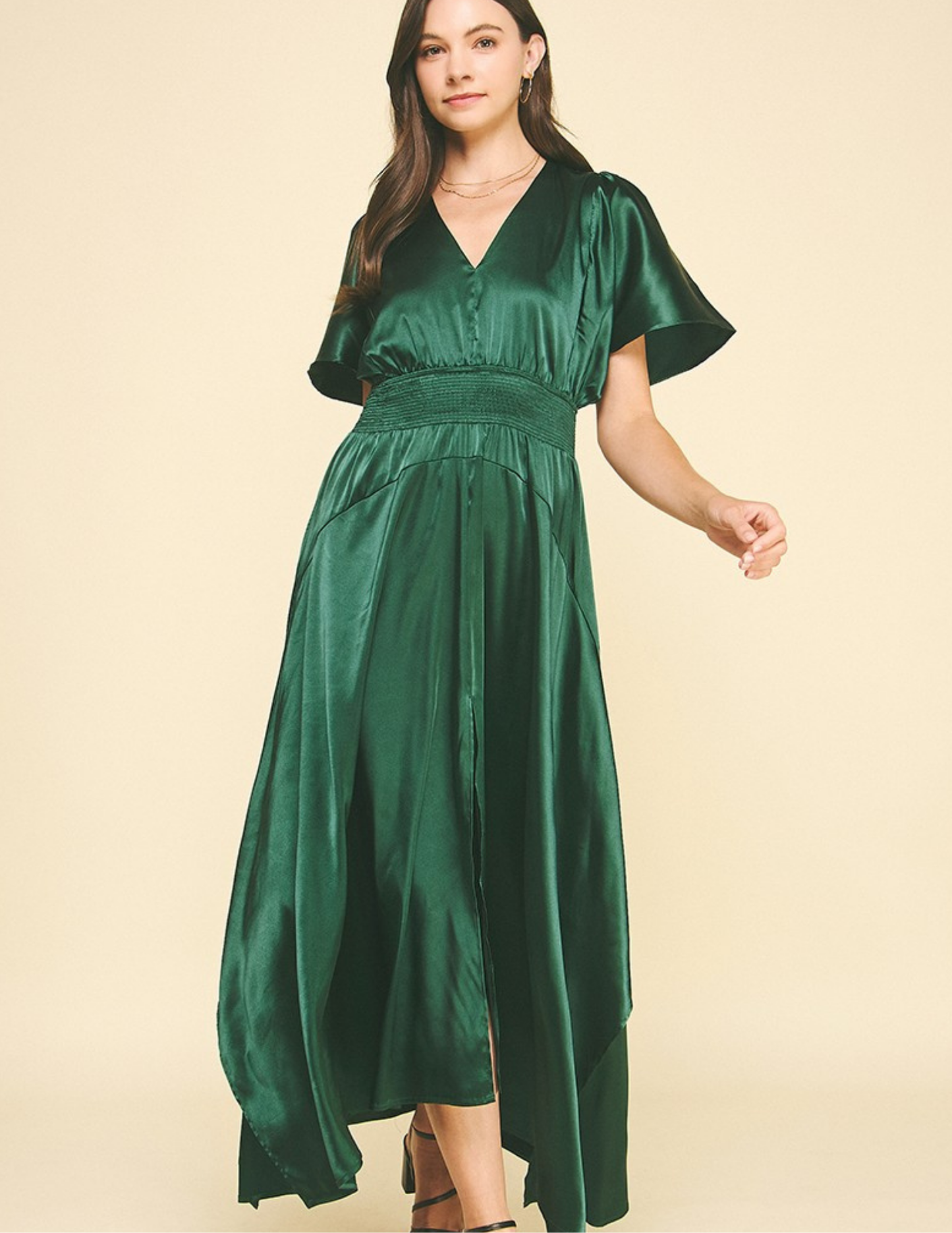 Chiffon Maxi Dress- Hunter Green