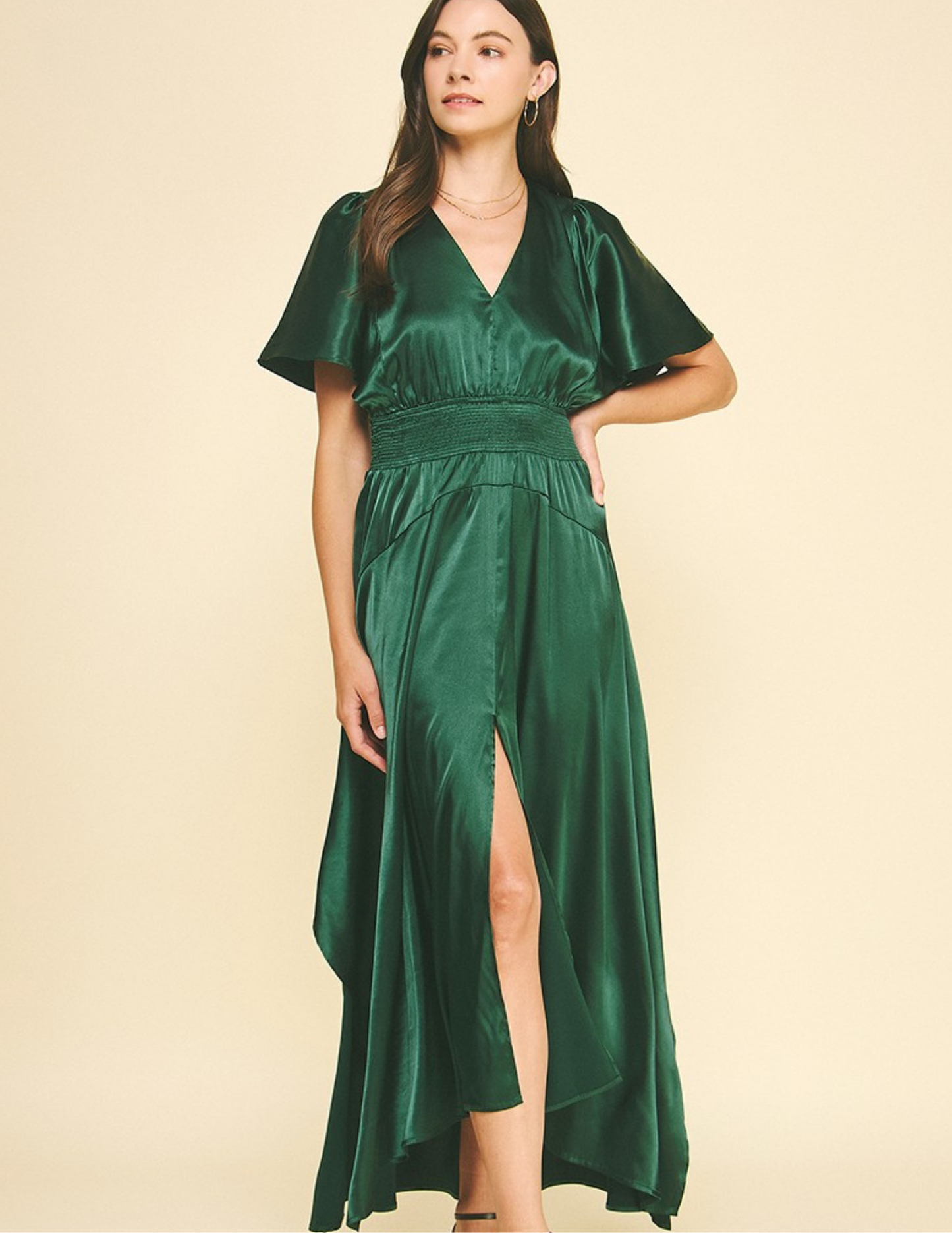 Chiffon Maxi Dress- Hunter Green