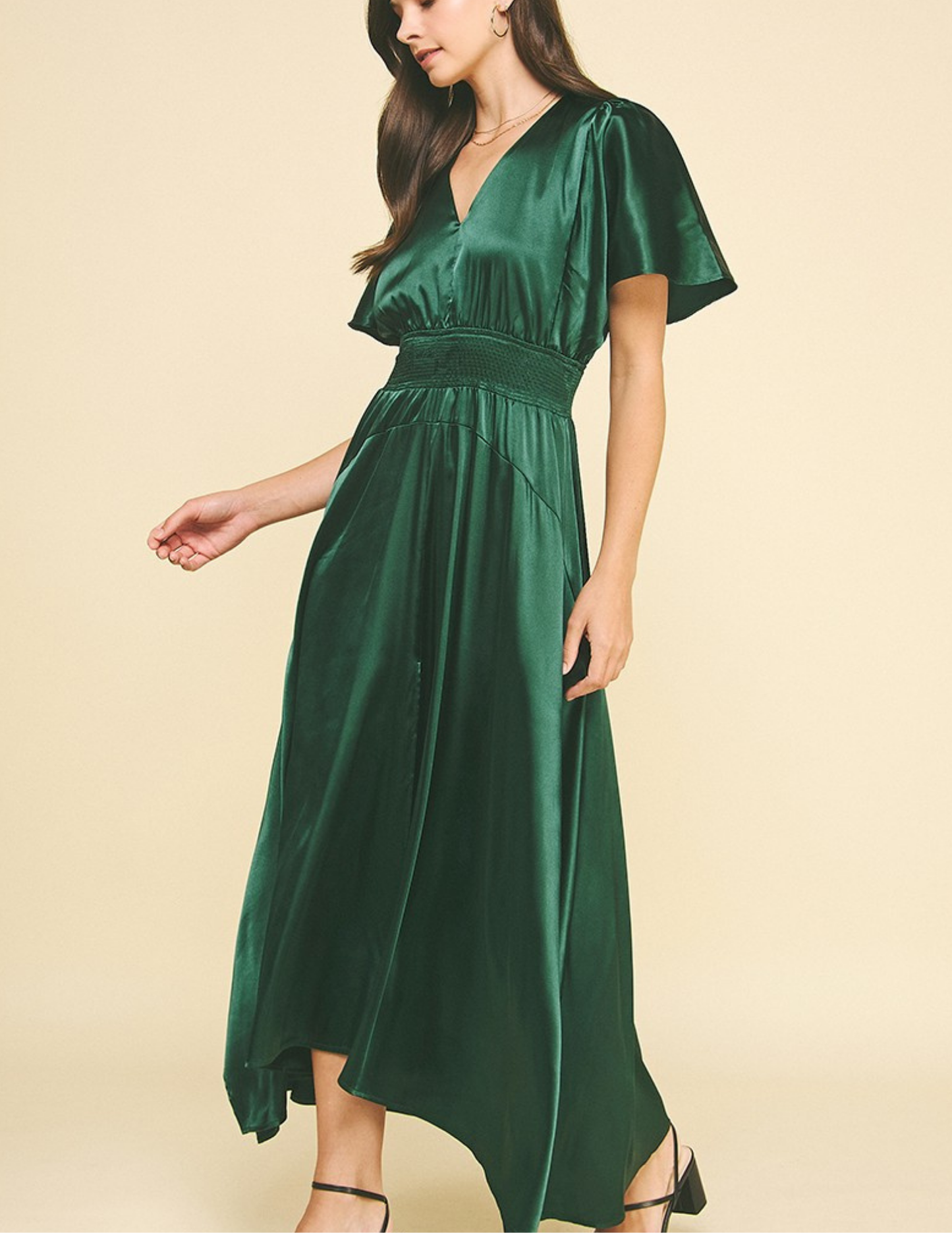 Chiffon Maxi Dress- Hunter Green