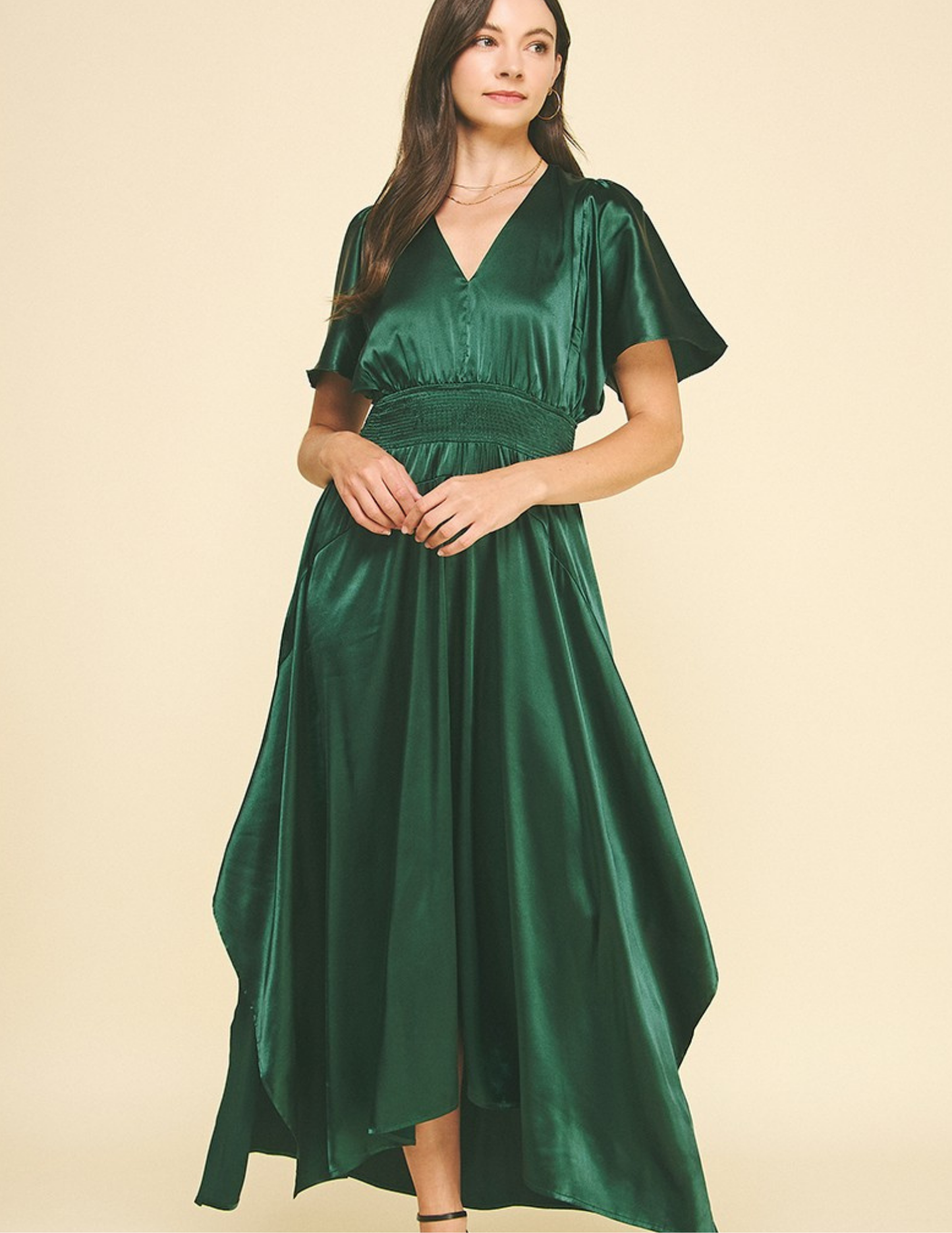 Chiffon Maxi Dress- Hunter Green