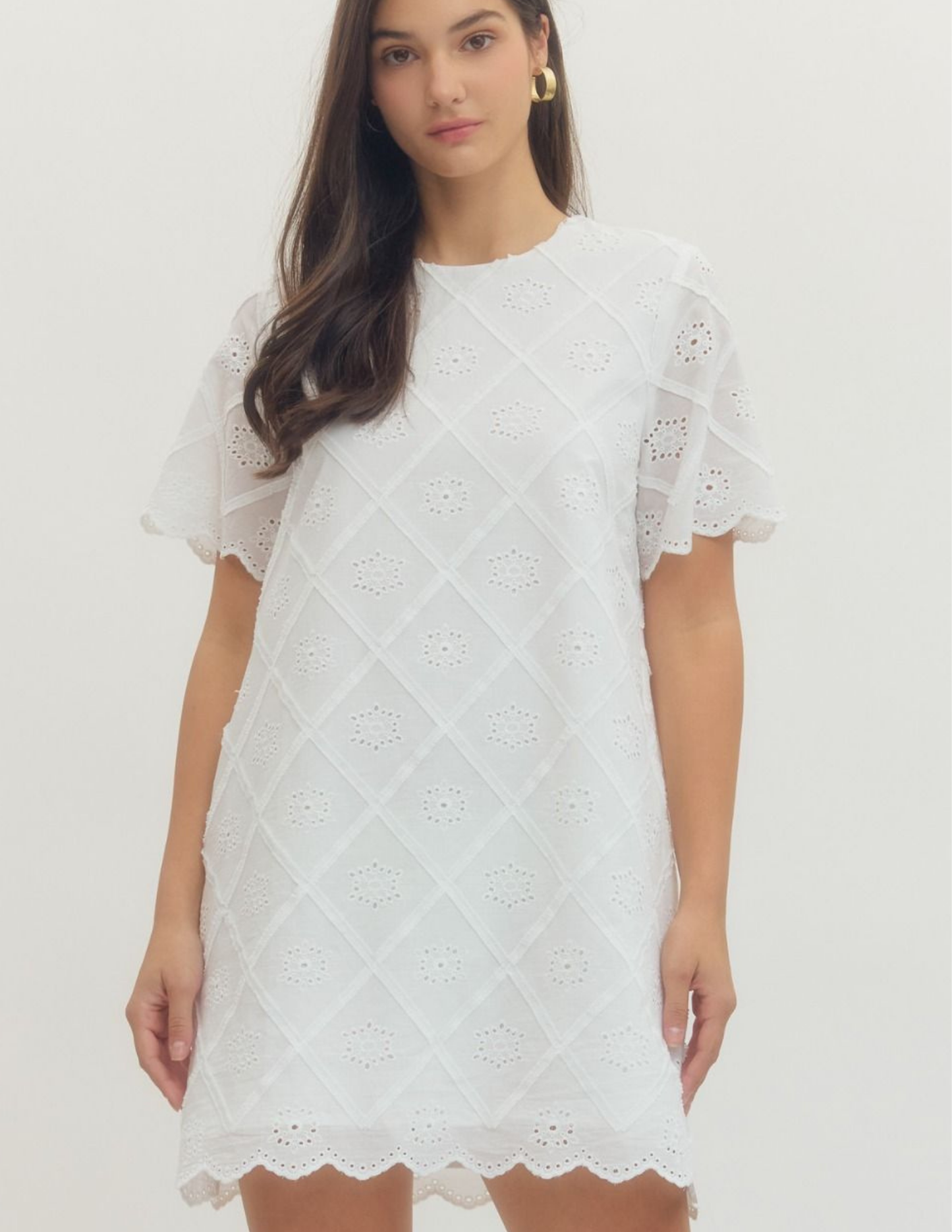 Diamond Eyelet Mini Dress