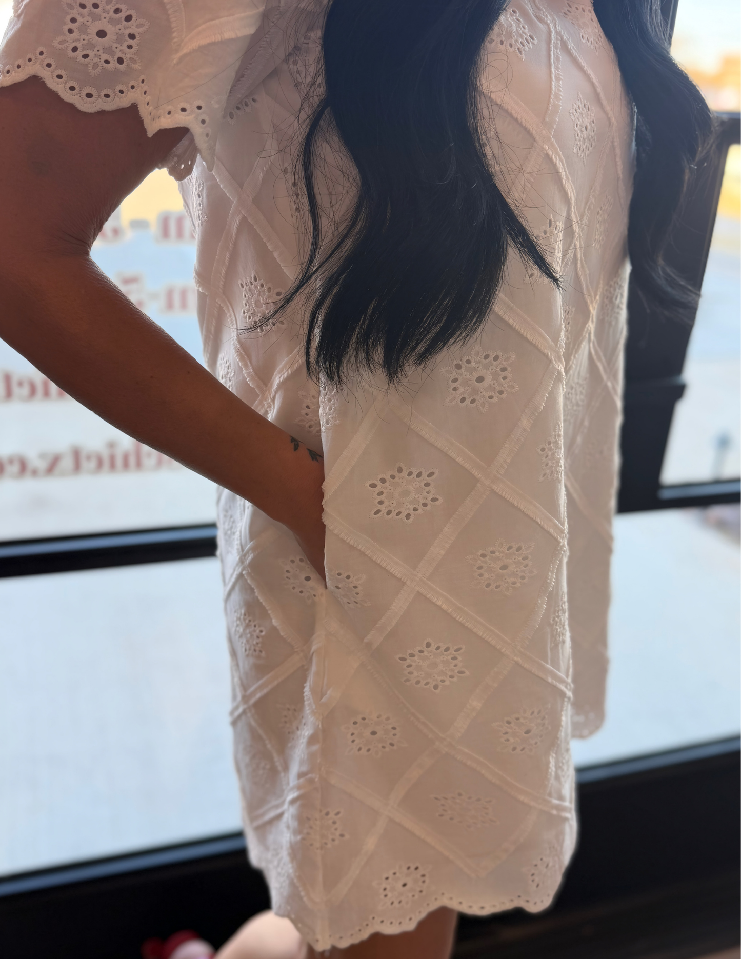 Diamond Eyelet Mini Dress