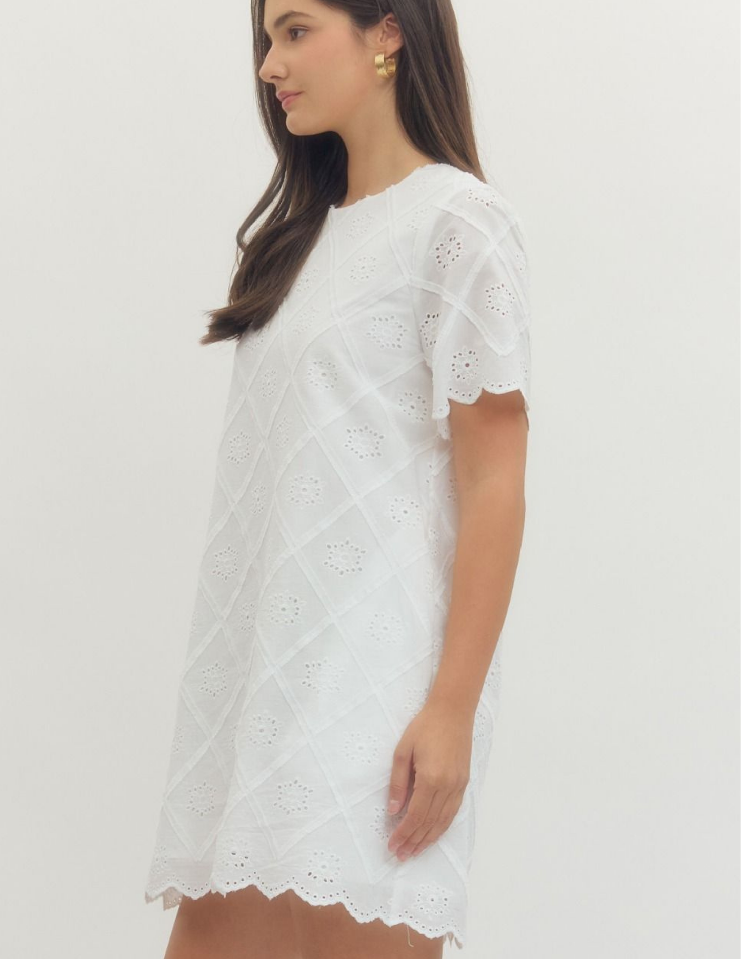 Diamond Eyelet Mini Dress