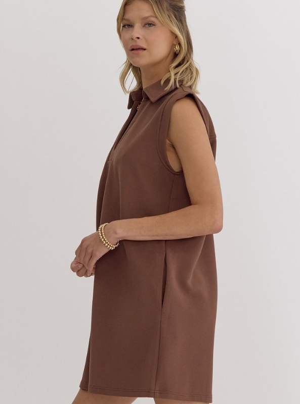 Espresso Sleeveless Dress - Tres Chic Boutique