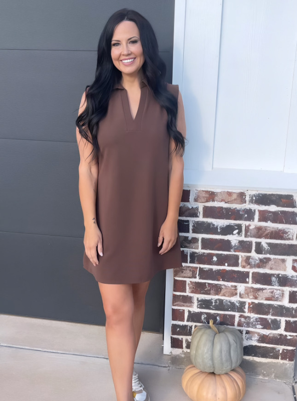 Espresso Sleeveless Dress - Tres Chic Boutique