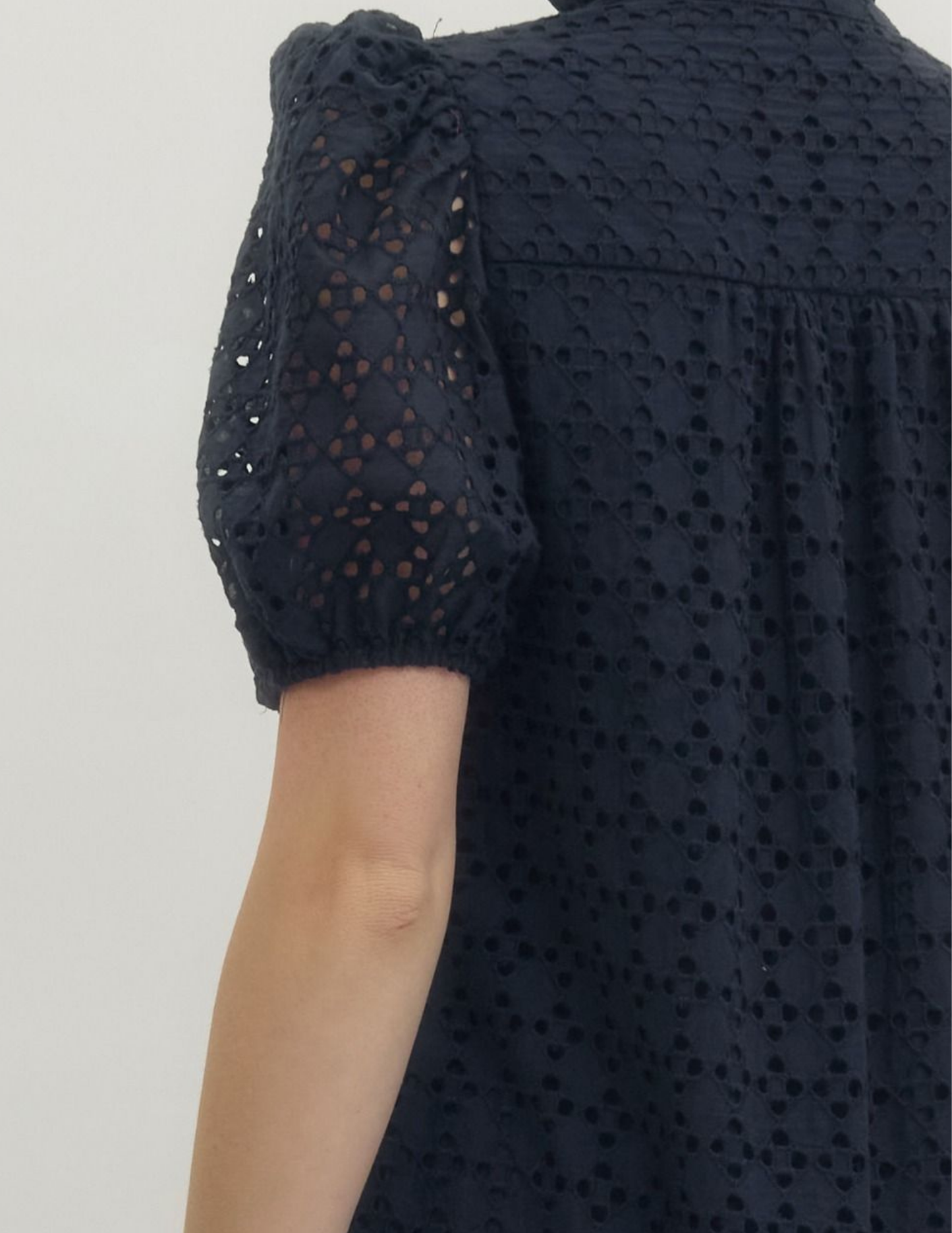 Eyelet Midi Dress- Navy