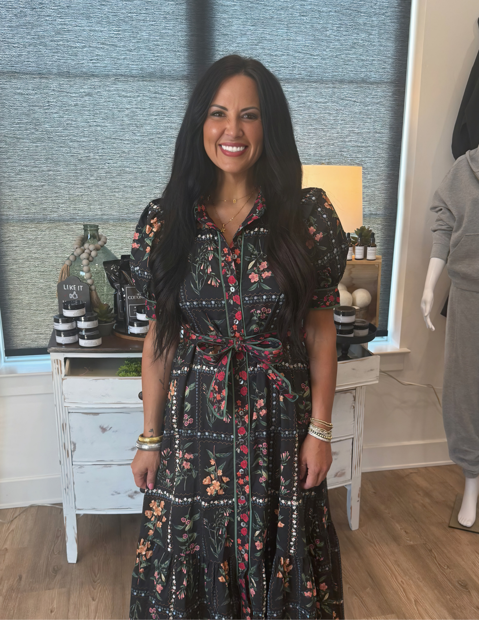 Fall In Love Floral Midi Dress- Black - Tres Chic Boutique
