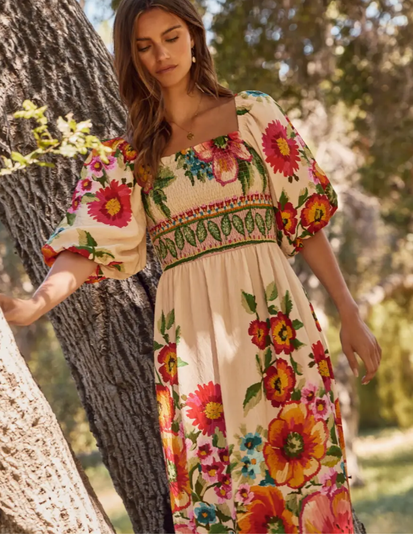 Giant Floral Border Printed Maxi Dress