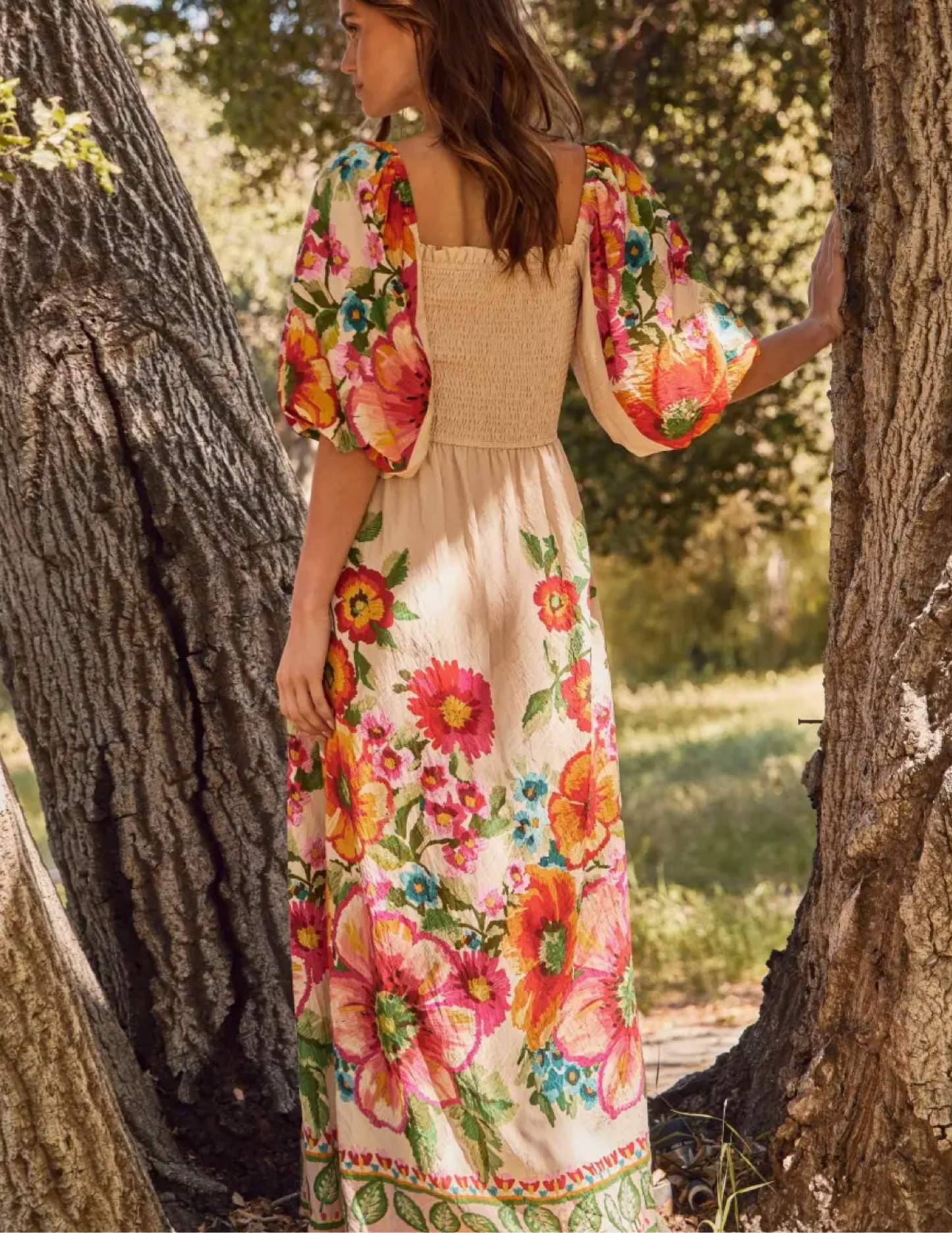 Giant Floral Border Printed Maxi Dress