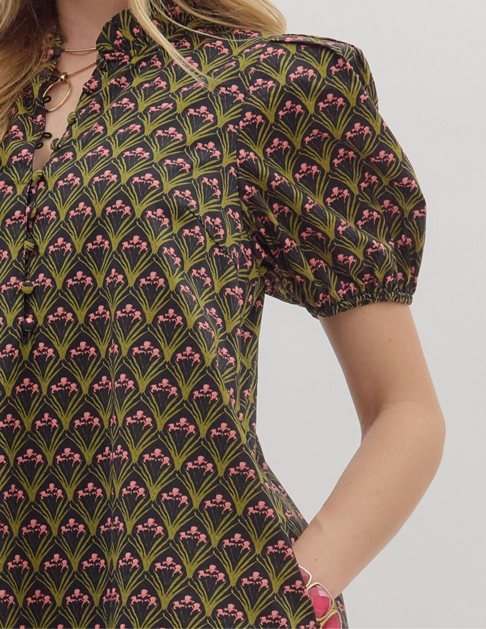 Iris Print Midi Dress- Black - Tres Chic Boutique