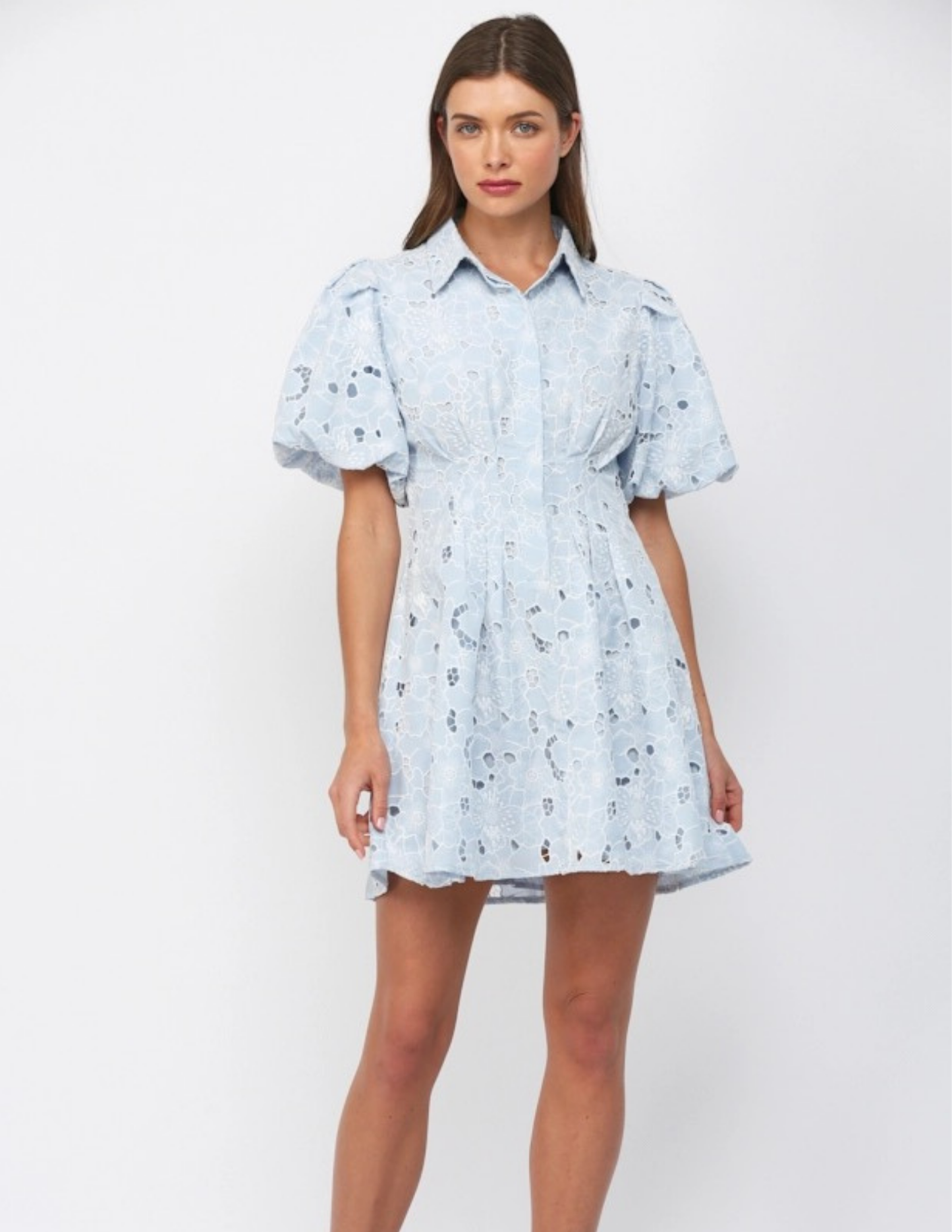 Lace Mini Dress- Baby Blue