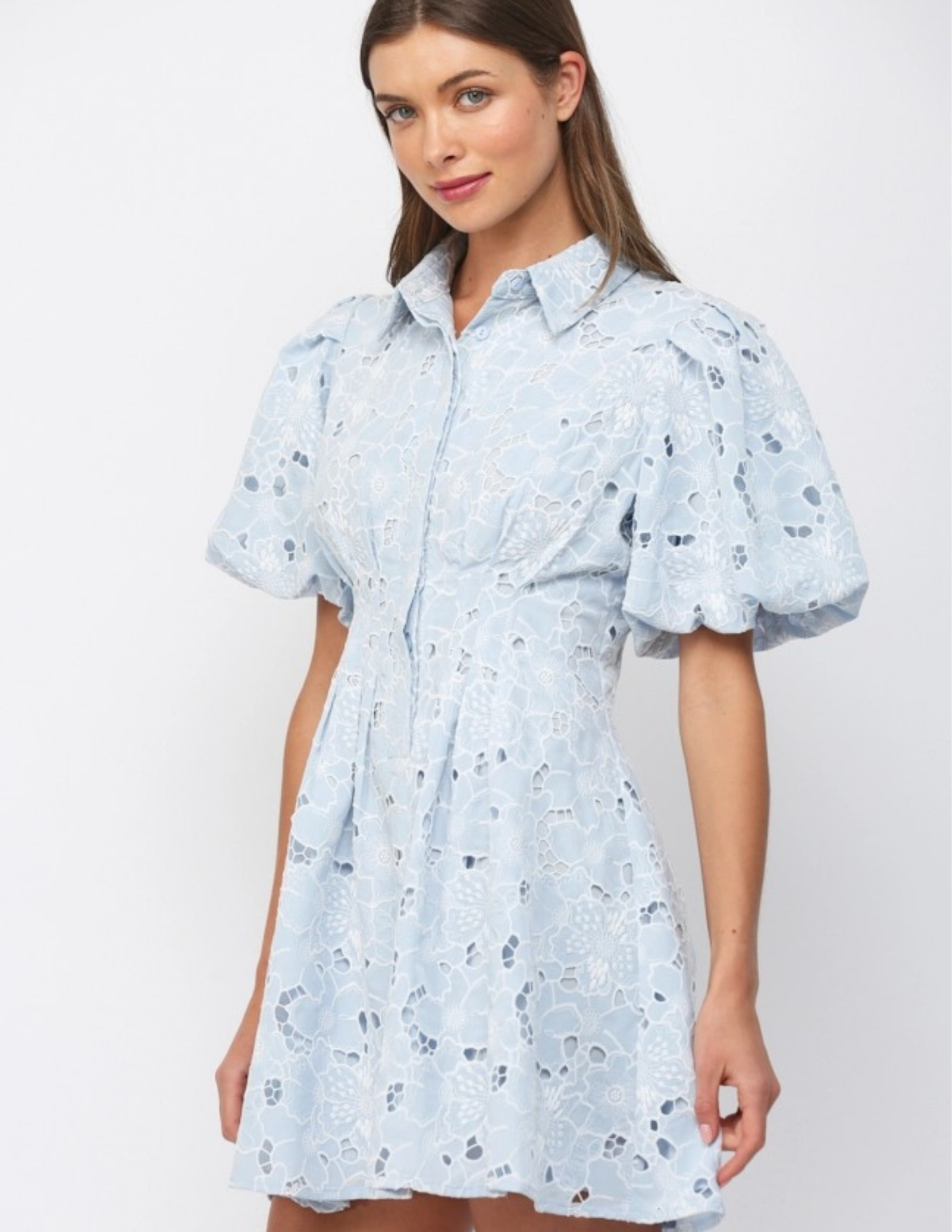 Lace Mini Dress- Baby Blue