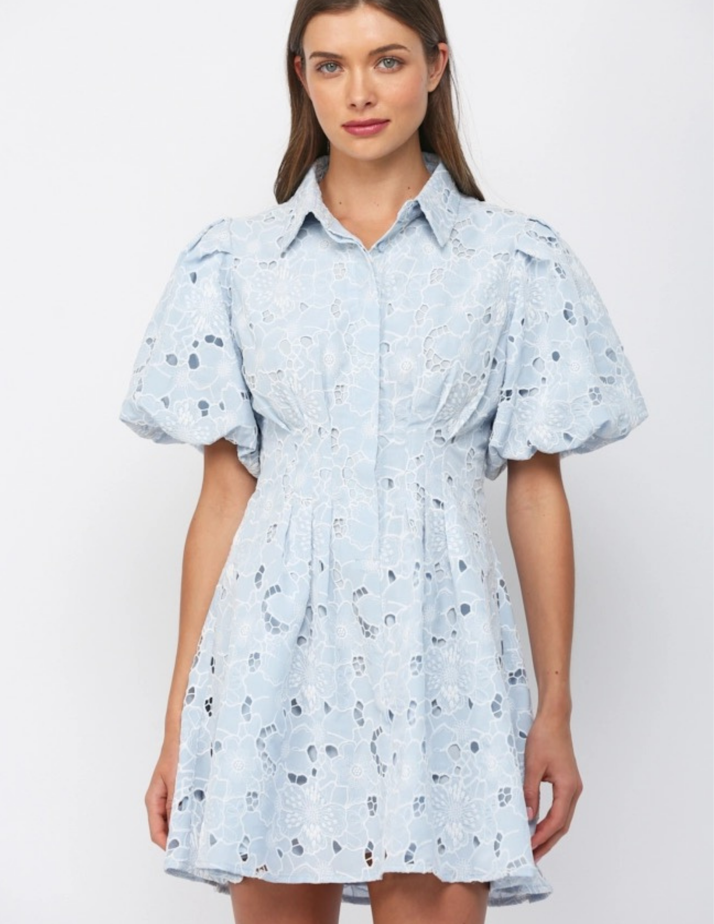 Lace Mini Dress- Baby Blue