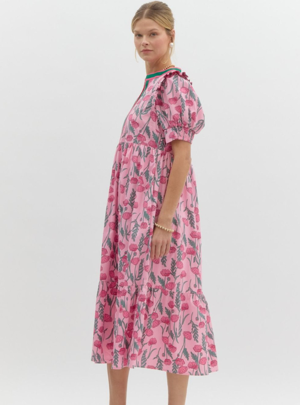 Pink Floral Maxi Dress