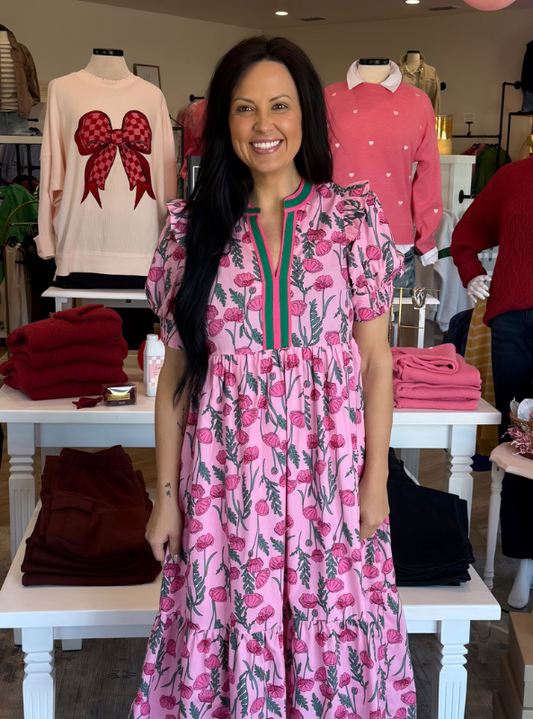 Pink Floral Maxi Dress