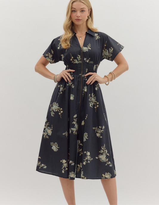 Pretty In Paisley Midi Dress- Black