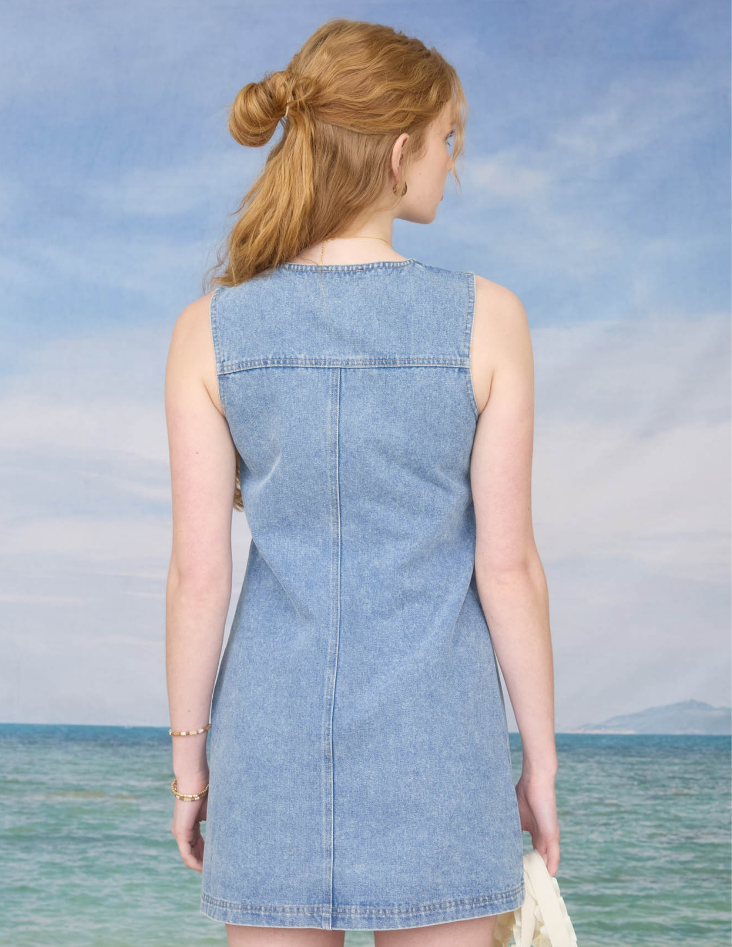 Round Neck Denim Mini Dress