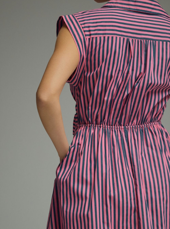 Striped Cap Sleeve Midi Dress