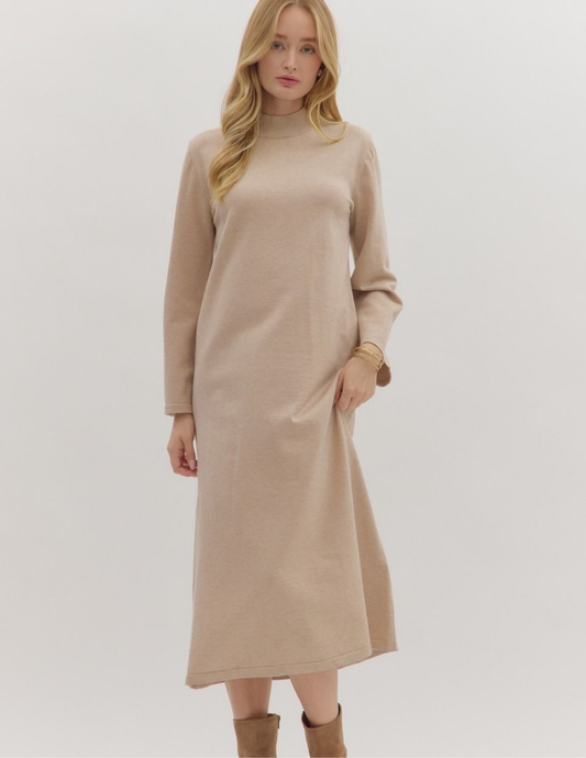 Sweater Dress Midi- Sand