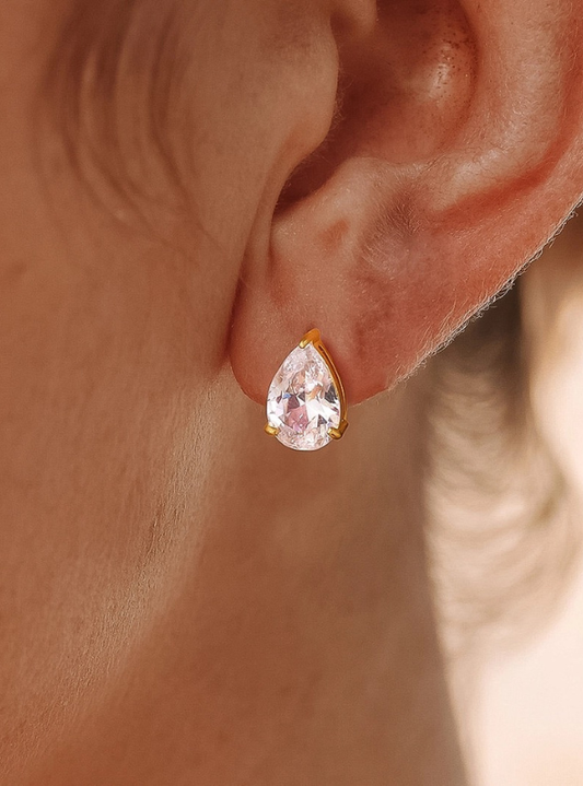 Avenn 18K Gold Non-Tarnish Round Cz Flat Back Earrings-Teardrop