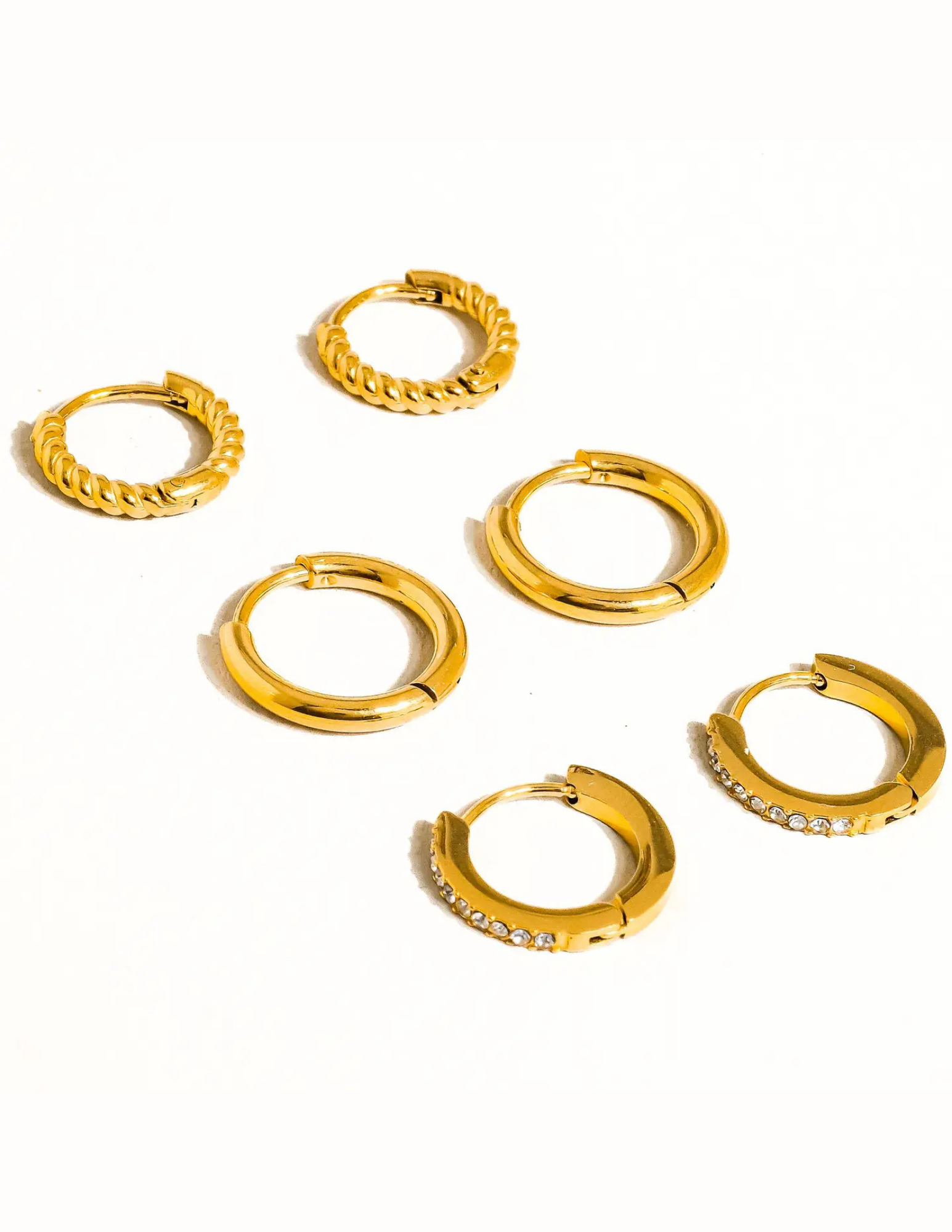 Claude 18K Gold Non-Tarnish Cz Hoops Earring - Tres Chic Boutique