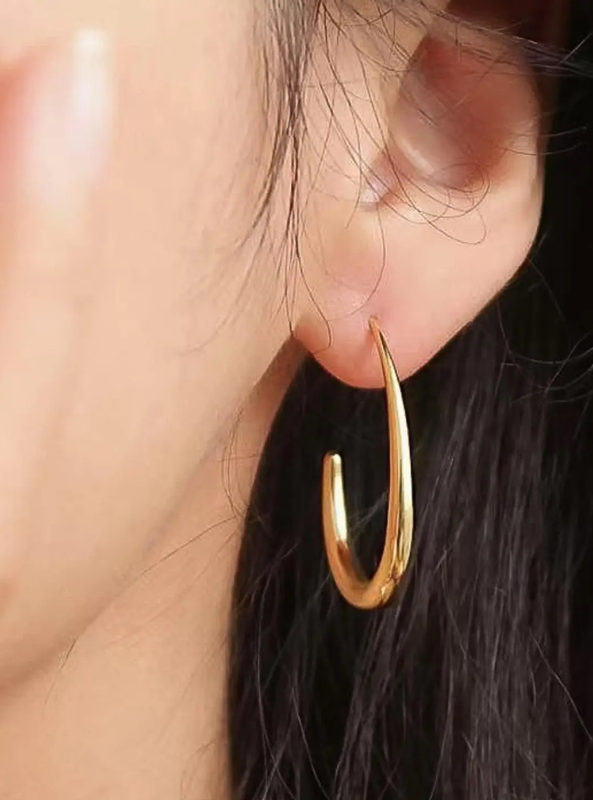 Cyril 18K Gold Non-Tarnish Minimalist Open Hoop Earrings